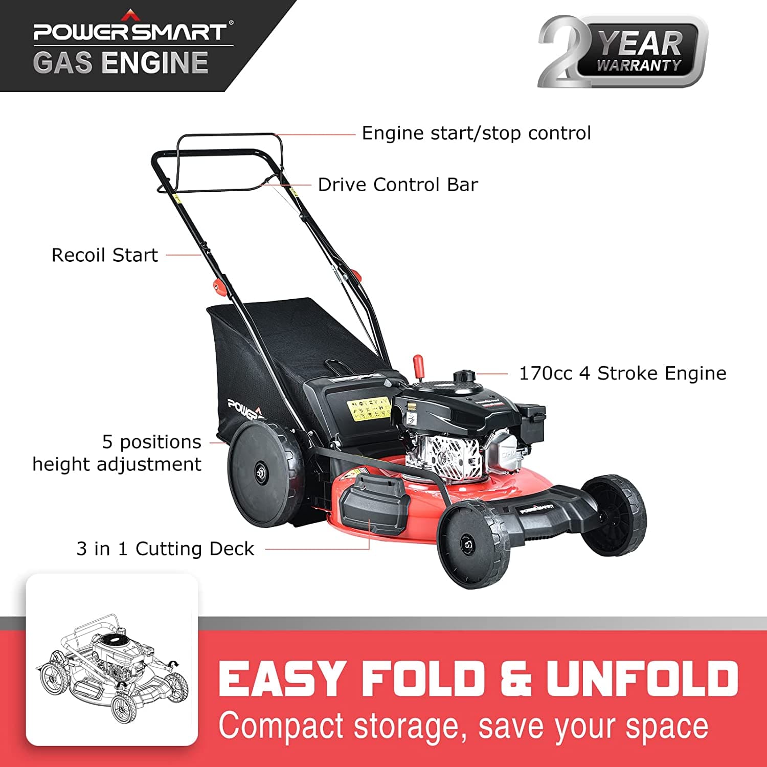 Dads Review of the PS7218SR Powersmart Lawn mower